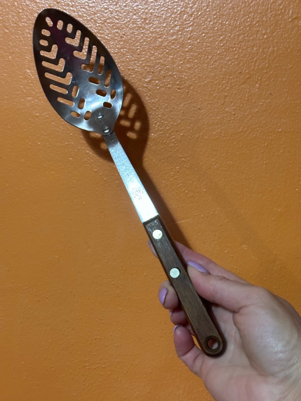 Slotted Stainless Steel Spoon - Brown flint